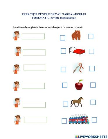 Exerciții pentru dezvoltarea auzului fonematic-identificarea sunetelor