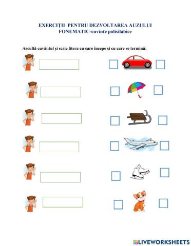 Dezvoltarea auzului fonematic- cuvinte formate din mai multe silabe