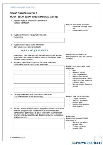 Fikah tg 5 - SOLAT SUNAT ISTIKHARAH & TASBIH