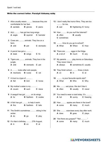Exit test for elementary level (spark 2)