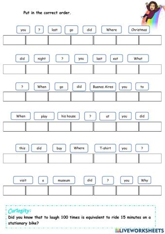 Past simple questions order