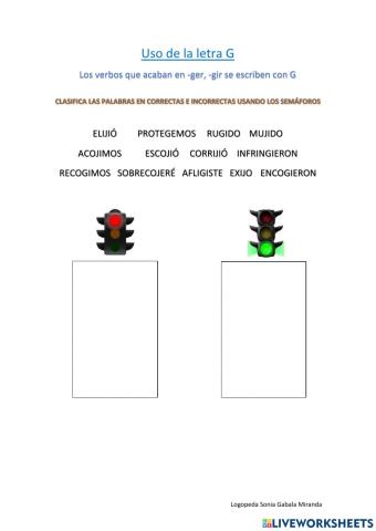 Verbos acabados en -ger, -gir