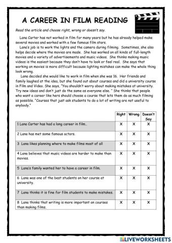 Career in Film Reading KET