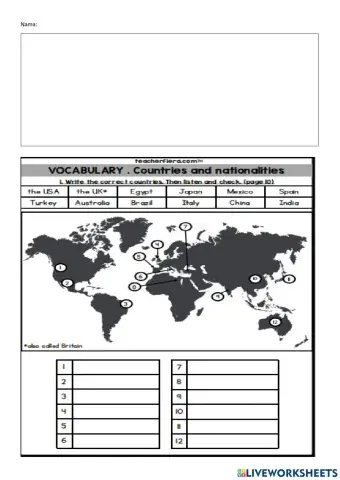 English Plus 1 Starter Unit Countries and Nationalities