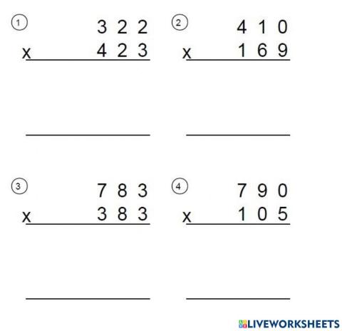 Multiplicaciones de 3 cifras