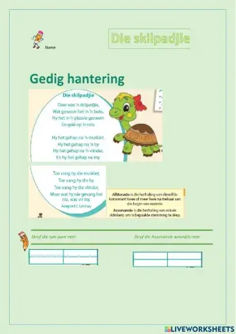 Die skilpadjie gedig