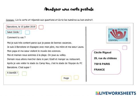 Analyser une carte postale