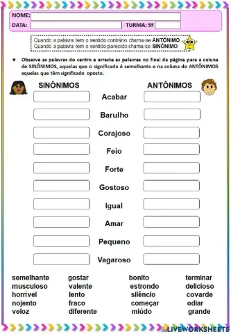 Revisando Antônimos e Sinônimos