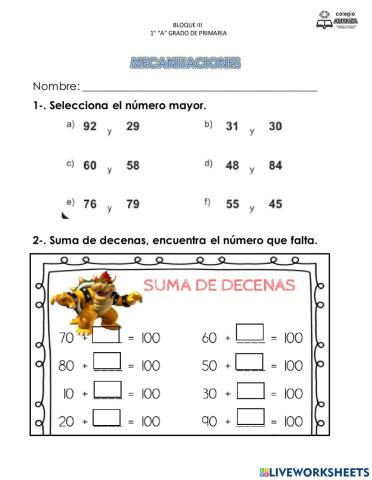 Examen de mecanizaciones 3° trimestre