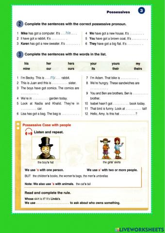 Possessive ADJECTIVES- PRONOUNS
