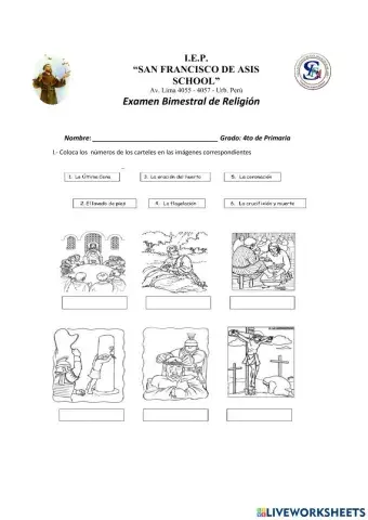 Examen de religion 4to grado