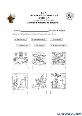 Examen de religion 4to grado