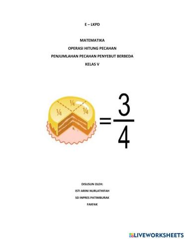 Penjumlahan pecahan penyebut berbeda