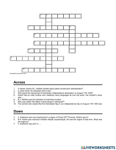 Biography crossword puzzle