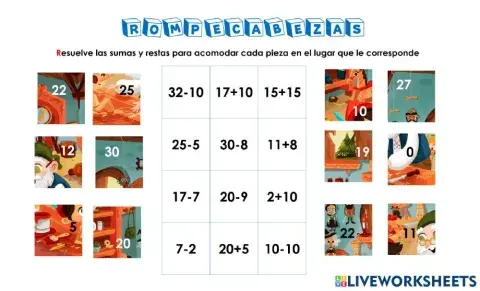 Rompecabezas sumas y restas 2