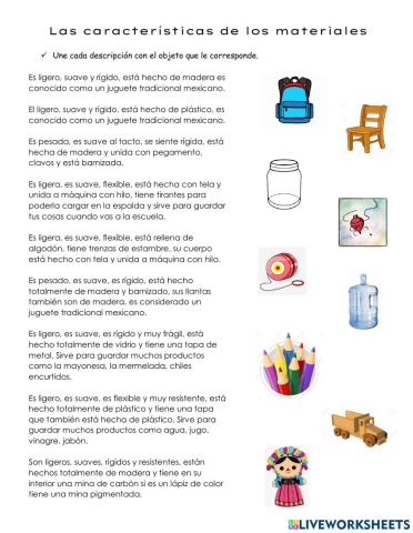 Características de los materiales