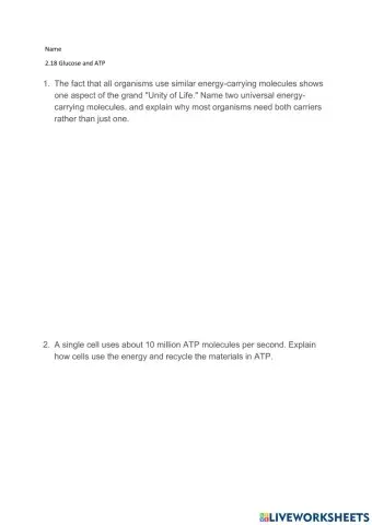 2.18 Glucose and ATP