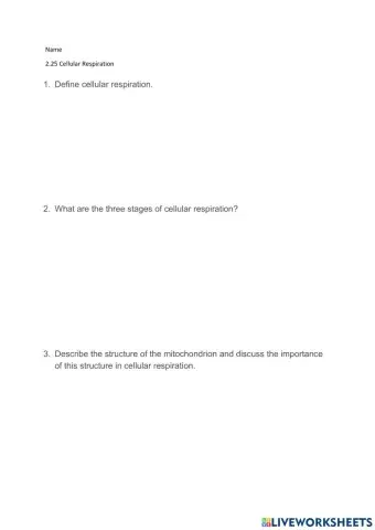 2.25 Cellular Respiration