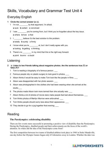 Test on Unit 4 insight upper-intermediate