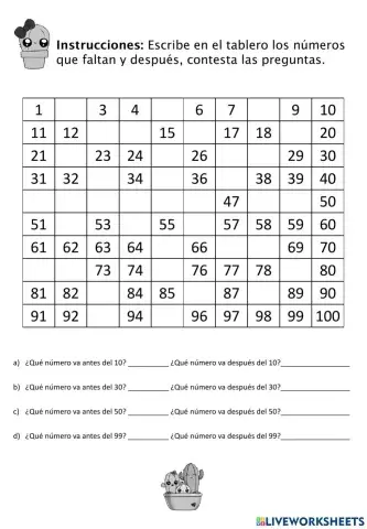 Números hasta el 100