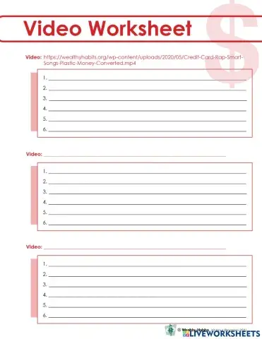Wealthy Habits Video Worksheet 10 hour 2