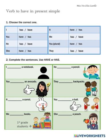 Verb to have - present simple
