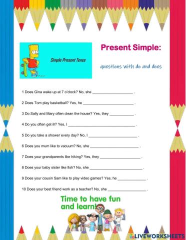 Present Simple: questions with do and does