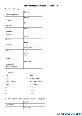 Unit 1 and 2 revision