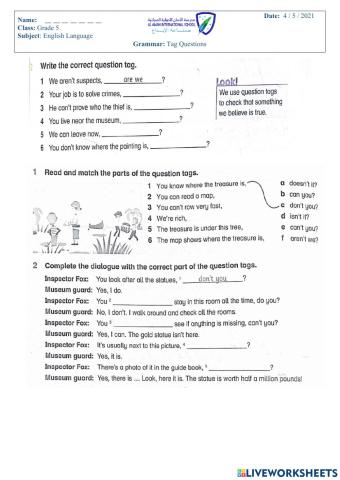 Grade 5 - Tag QUestions