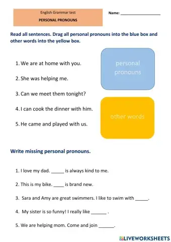 Personal pronouns test
