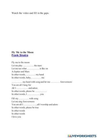 Fly me to the Moon - Song