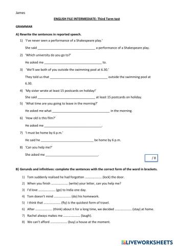 Intermediate 3rd term test