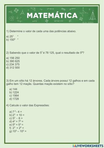 Potenciação e expressões