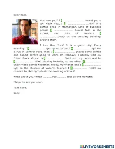 Spider Man-Present Simple and Continuous