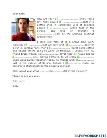 Spider Man-Present Simple and Continuous