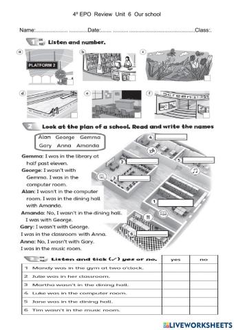 UNit 6 Our classroom Review