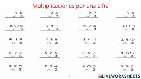 Multiplicaciones por una cifra