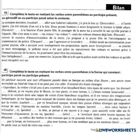 Les participes et les formes en -ant