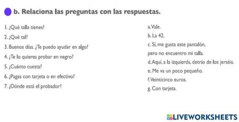 Preguntas y respuestas en la tienda de ropa