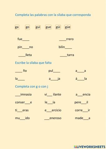 Ortografía g, j y diéresis