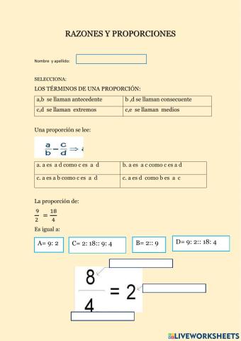 Razones y proporciones
