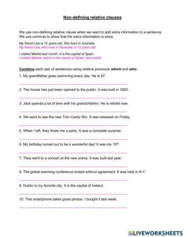 Non Defining Relative Clauses 2