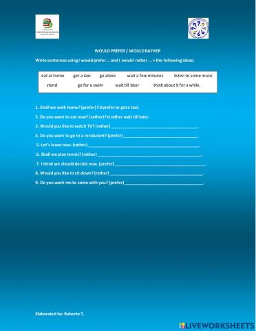 Would rather & would prefer