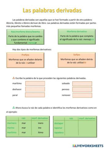 Palabras derivadas