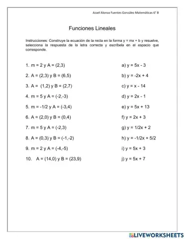 Funciones Lineales Azael Fuentes