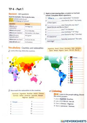 Nationalities - Singular and Plural Nouns