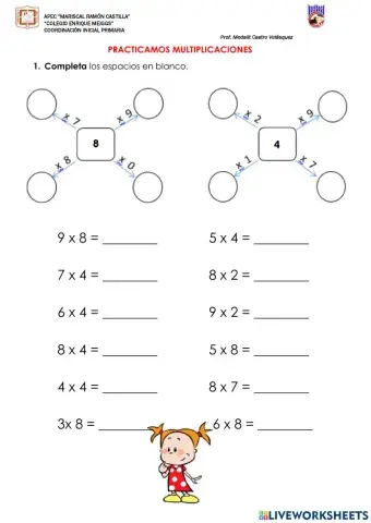 Multiplicamos por 2- 4 y 8