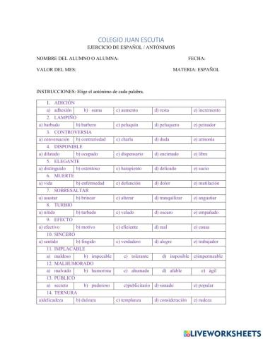 Español - antónimos