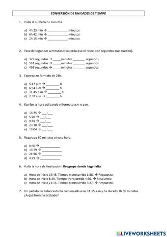 Conversión de unidades de tiempo