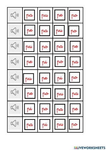 Discriminación auditiva sonido p